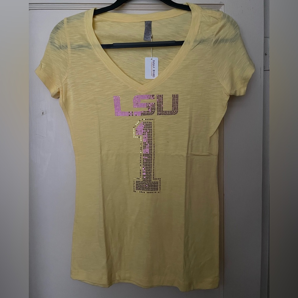 Yellow LSU Women's Sequin Top